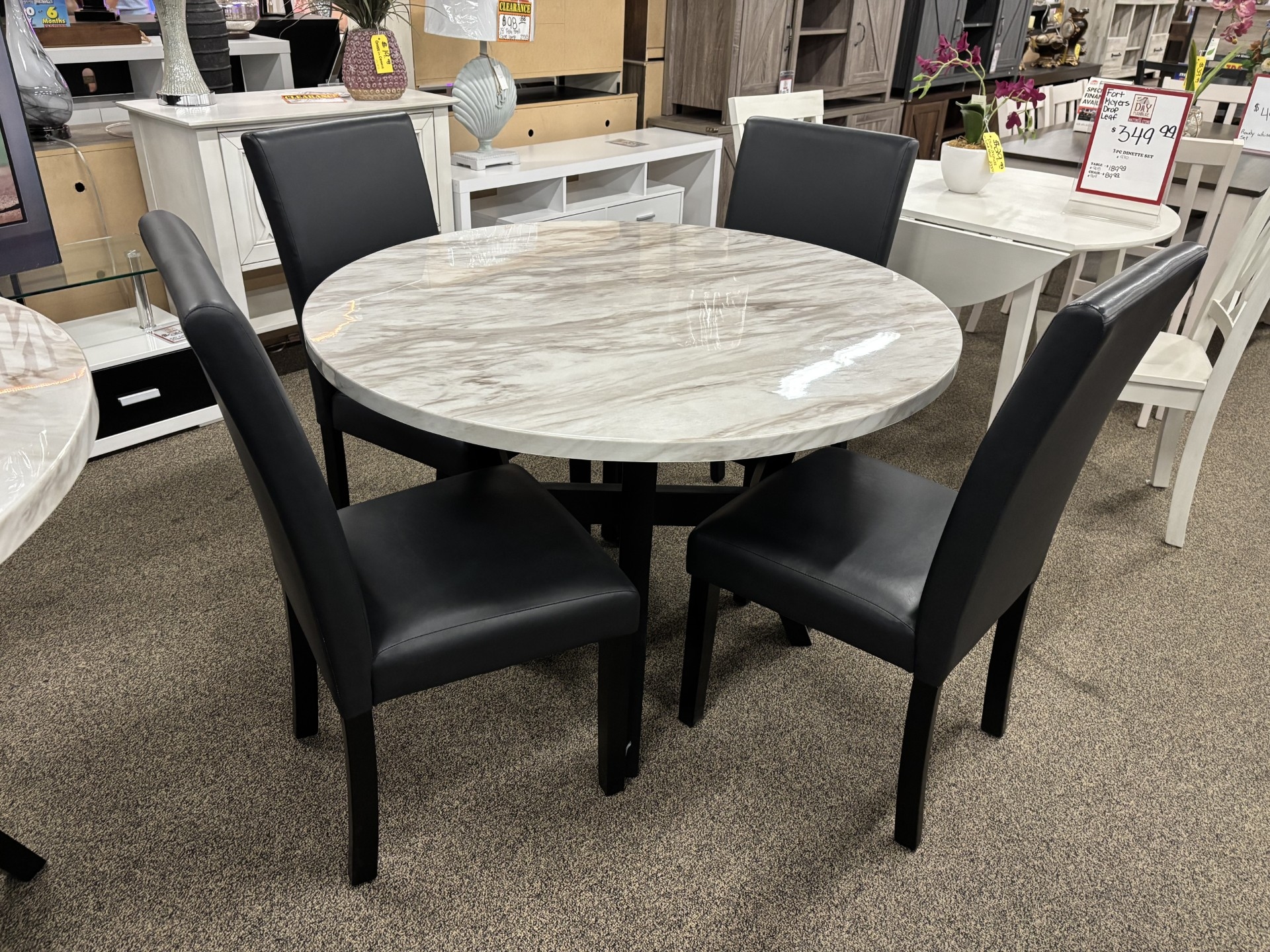 AVERY FAUX MARBLE WHITE AND BLACK | 5 PIECE 