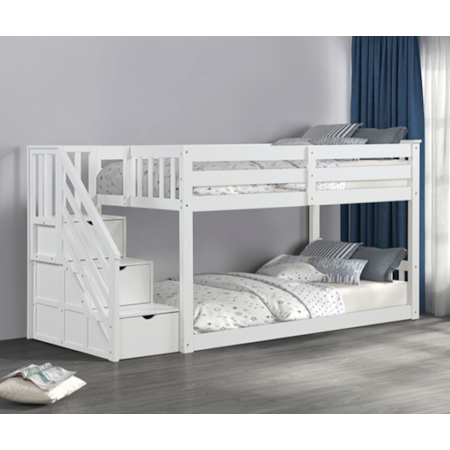 HAYDEN WHITE TWIN/TWIN LOFT BUNK, | BED WITH