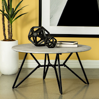 CEMENT AND GUNMETAL ROUND COFFEE | TABLE