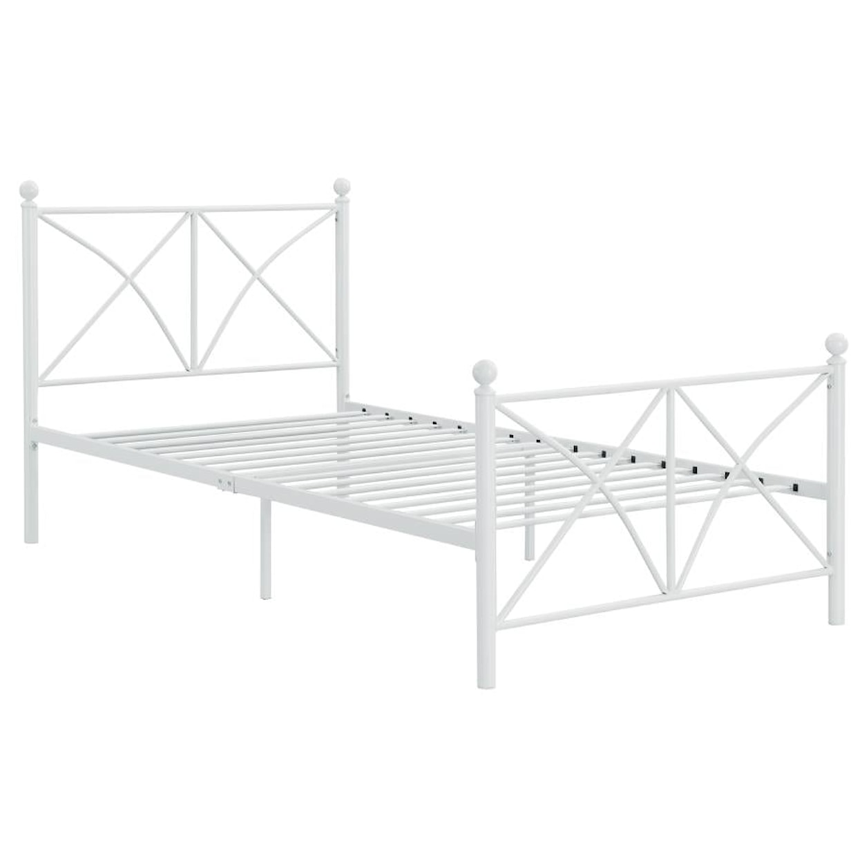 Coaster White Metal Cross WHITE METAL CROSS TWIN BED |