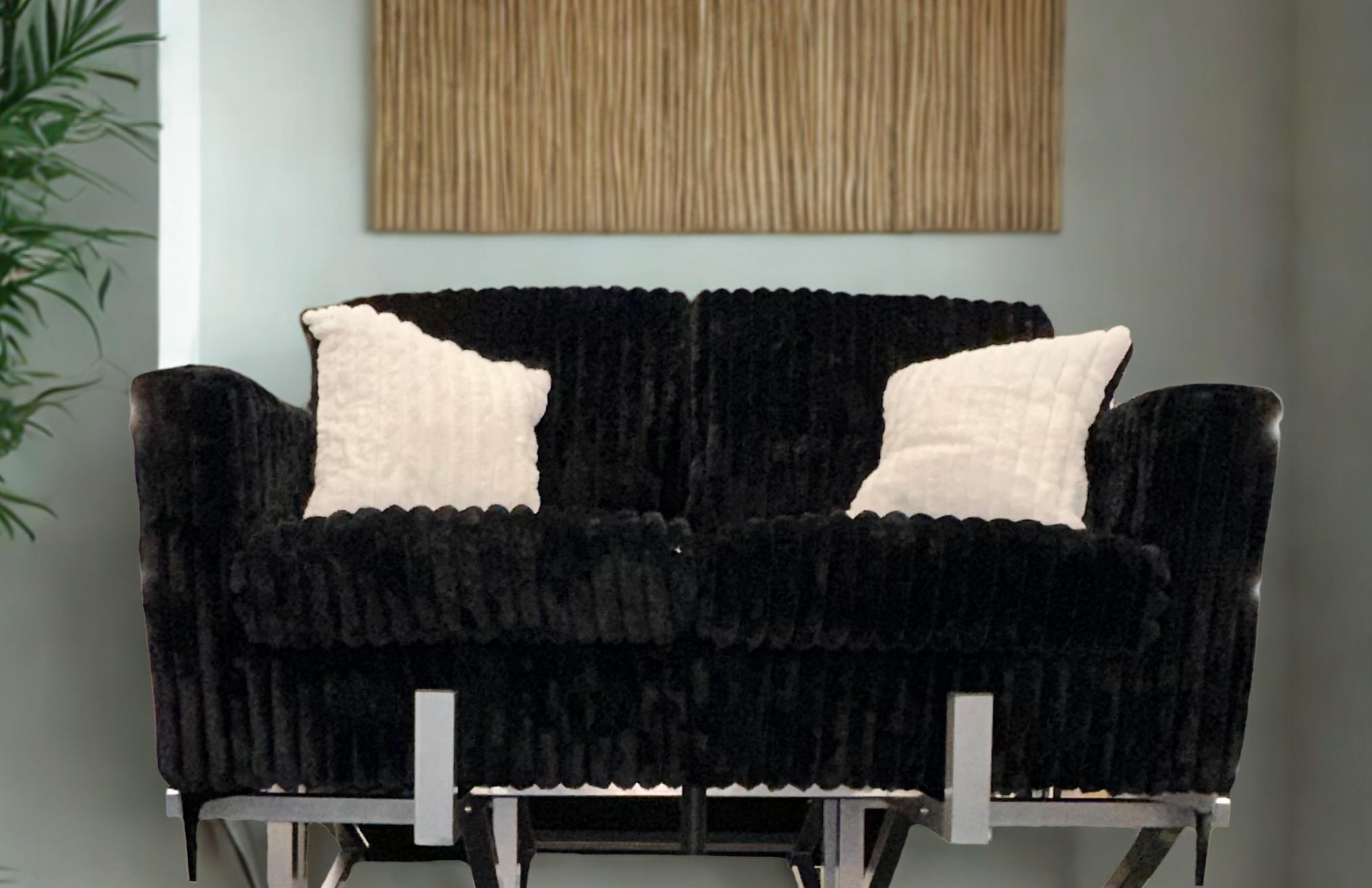 MIDNIGHT BLACK CORD CHROME SOFA &amp; | LOVESEAT