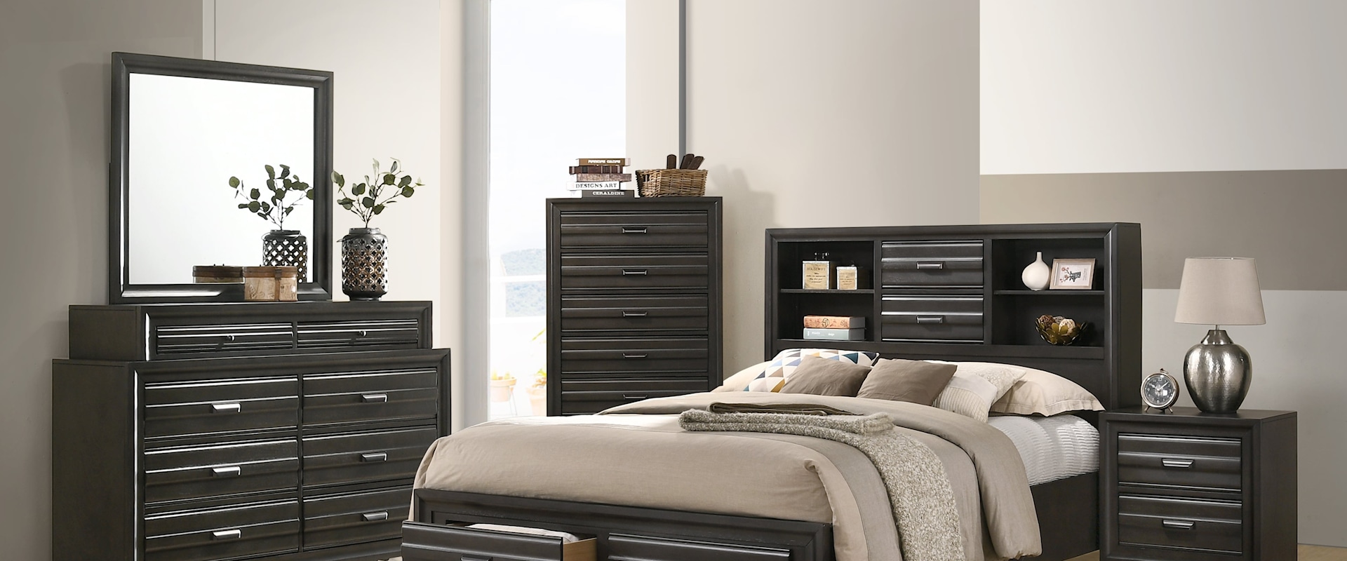 TIMMY GREY 4 PC QUEEN BEDROOM SET |