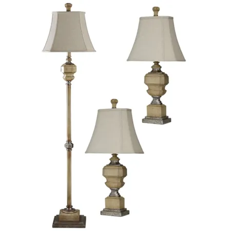 ANTIQUE CARAMEL SET OF 3 LAMPS |