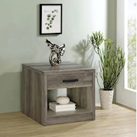 GREY WITH BLACK HANDLE END TABLE |