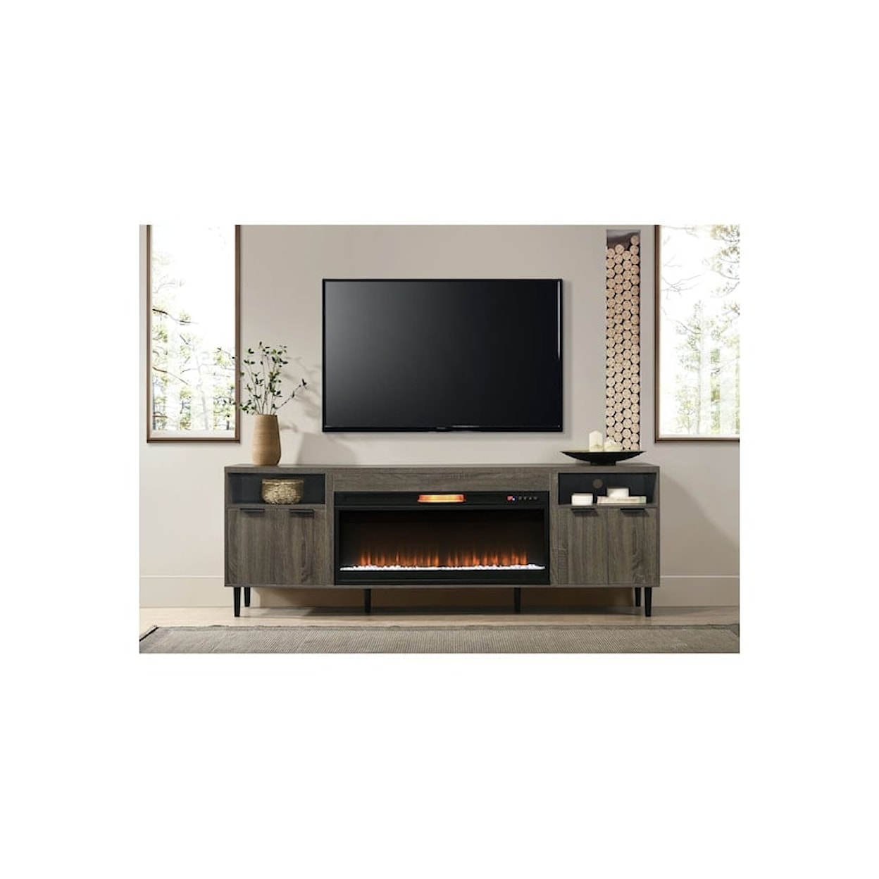 Elements International Fireplace Electric Unit ATHLETICA GREY 85" FIREPLACE | ENTERTAINMENT