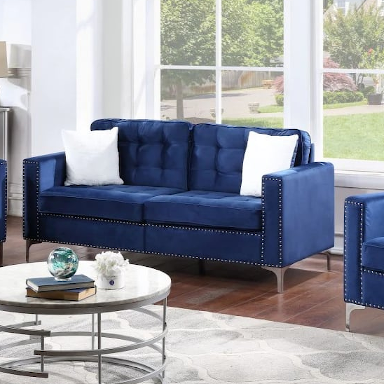 Furniture World Distributors Velvet Sofa  VELVET BLUE SOFA & LOVESEAT |