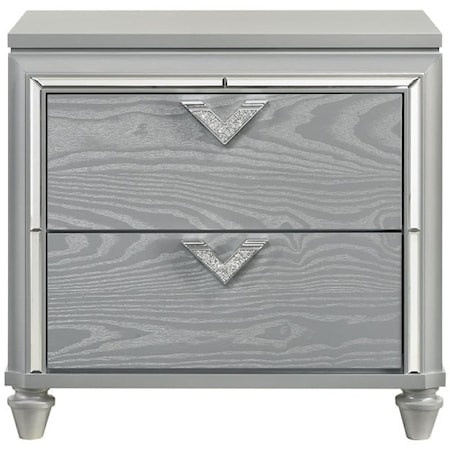 VICKI WHITE AND SILVER NIGHTSTAND |