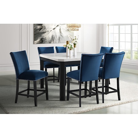 FRANCESCO 5 PC PUB TABLE | WITH BLUE VELVET 