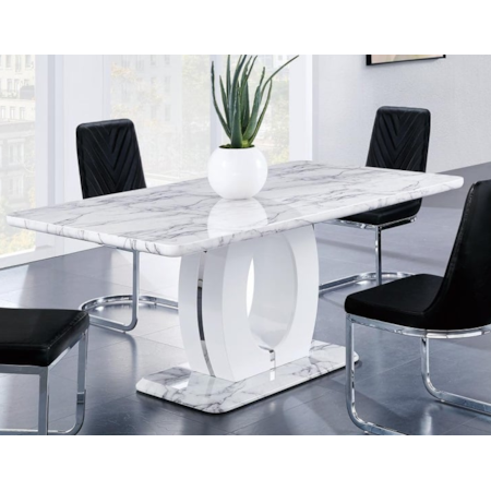 Onyx 27596 ONYX WHITE MARBLE DINING TABLE, Day Furniture