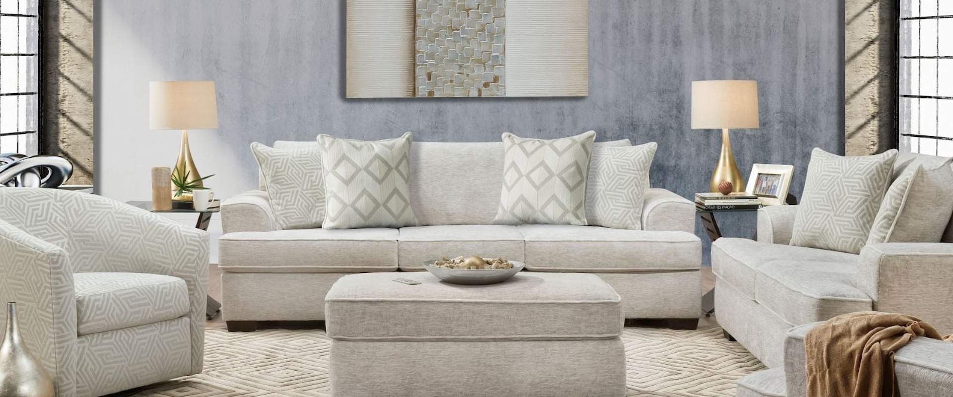 CARLTON CREAM SOFA AND LOVESEAT |