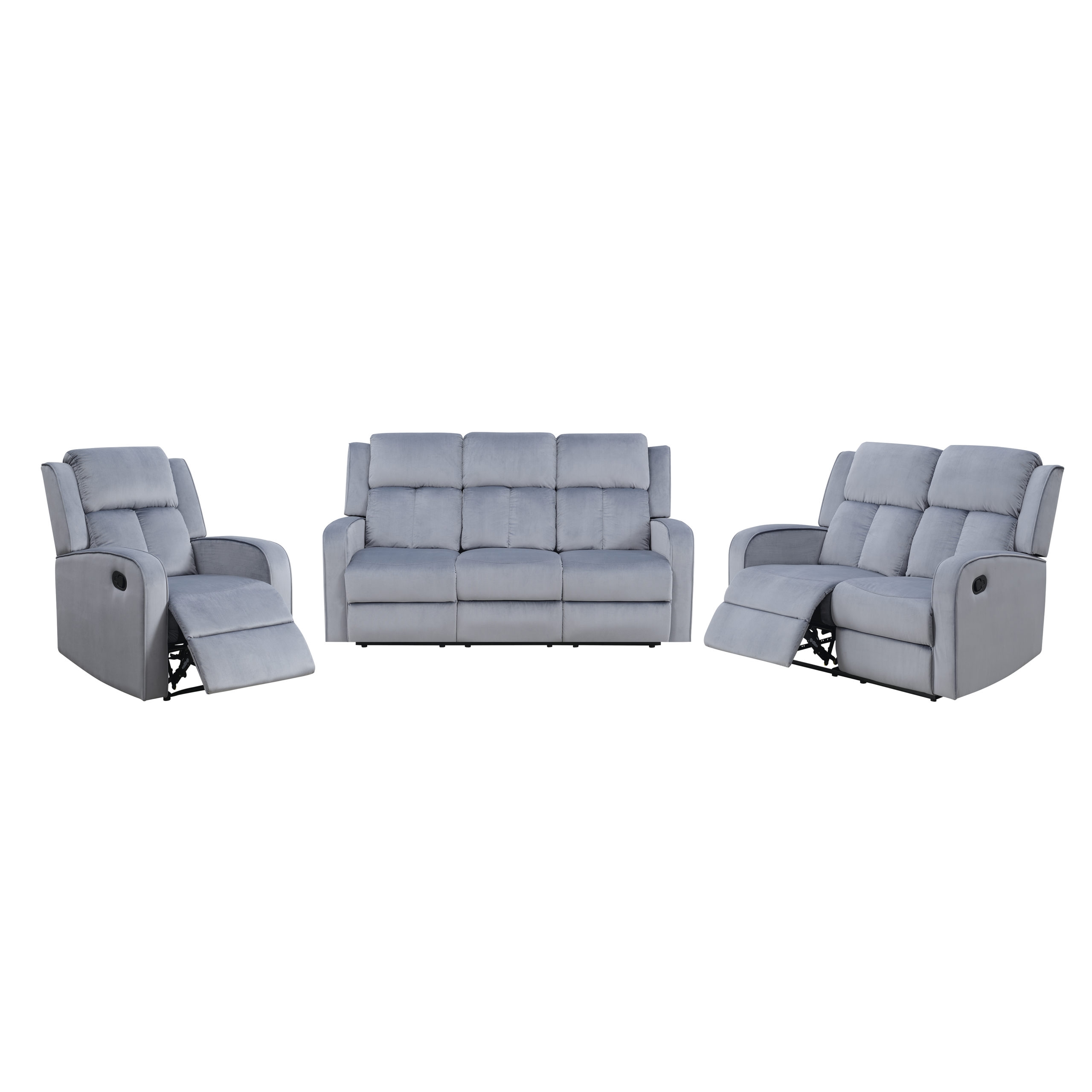 PACIFICO GREY RECLINING SOFA &amp; | LOVESEAT