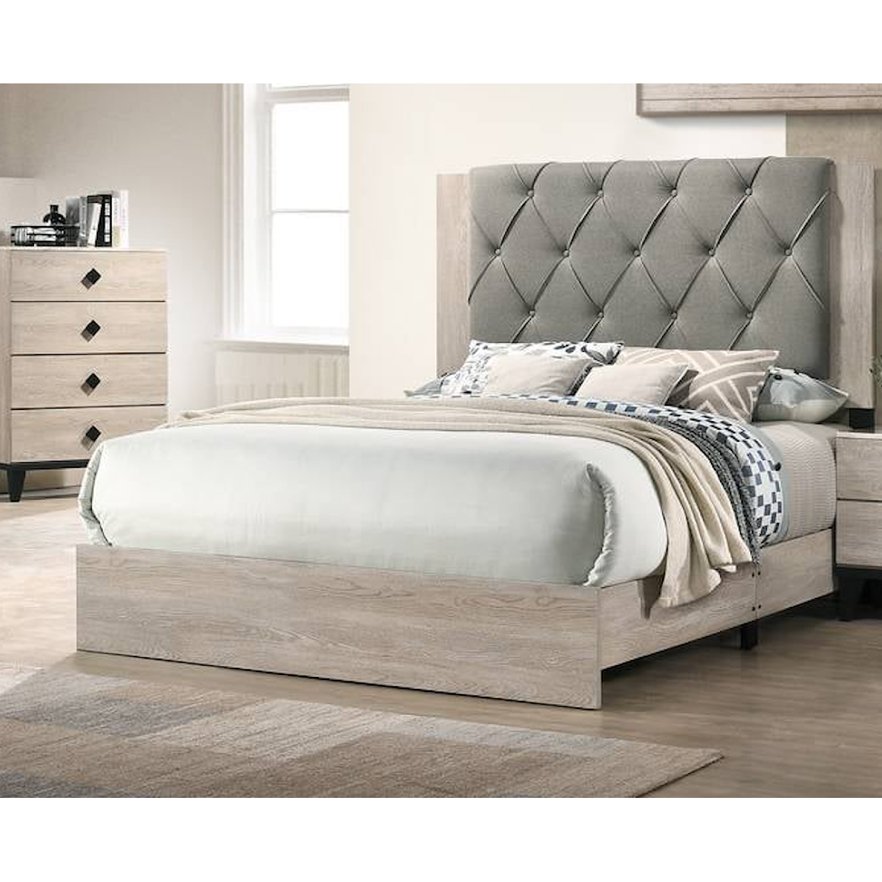 Poundex Ontario Bedroom Set ONTARIO WHITE 4PC QUEEN BEDROOM | SET