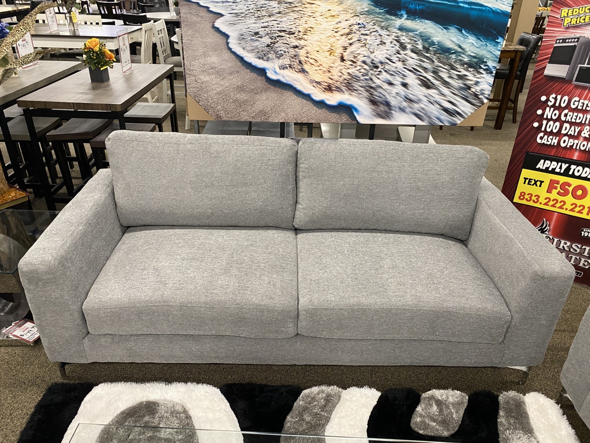 STELLAR LIGHT GREY SOFA &amp; LOVESEAT |