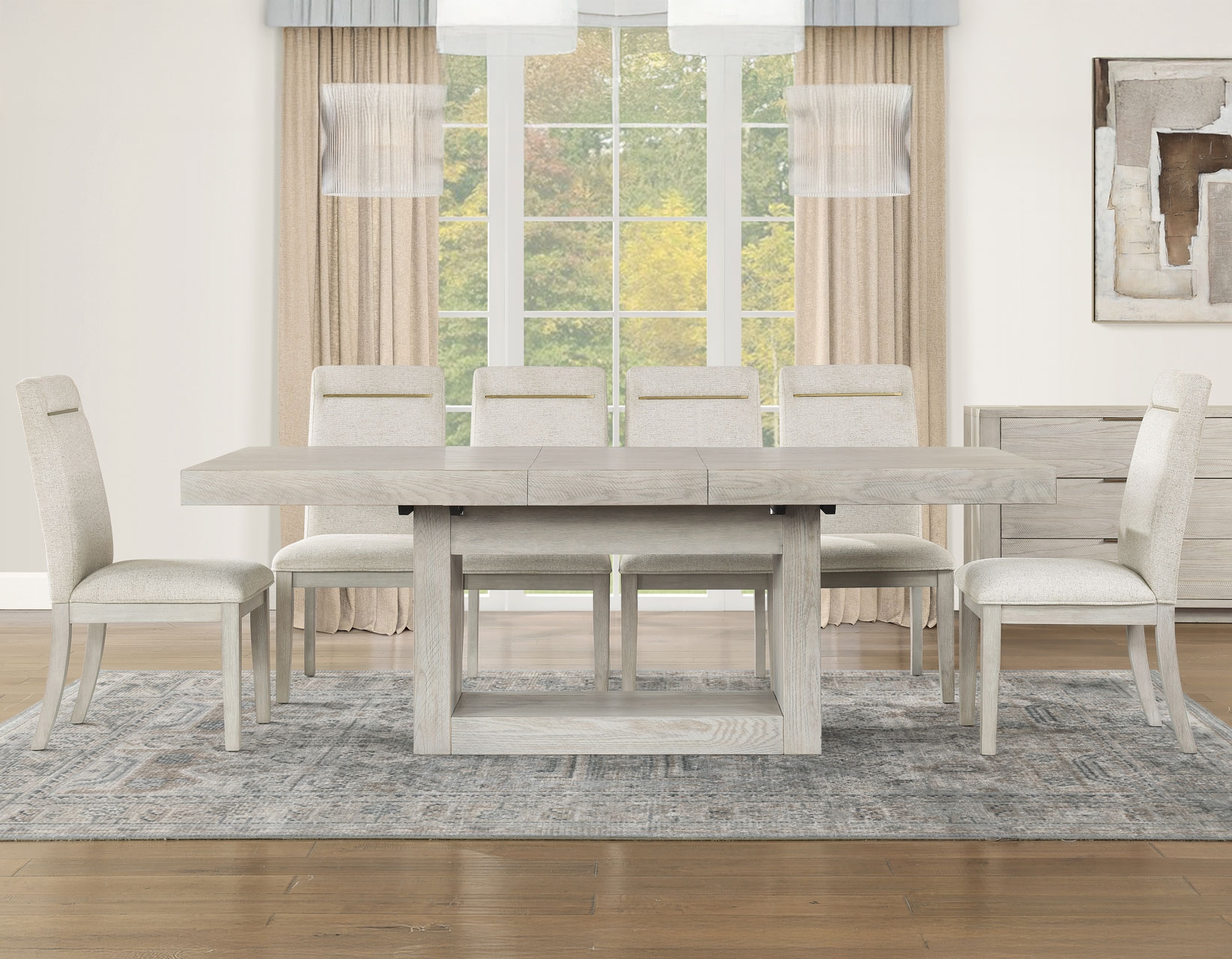 GARDNER BRUSHED WHITE DINING TABLE. | *