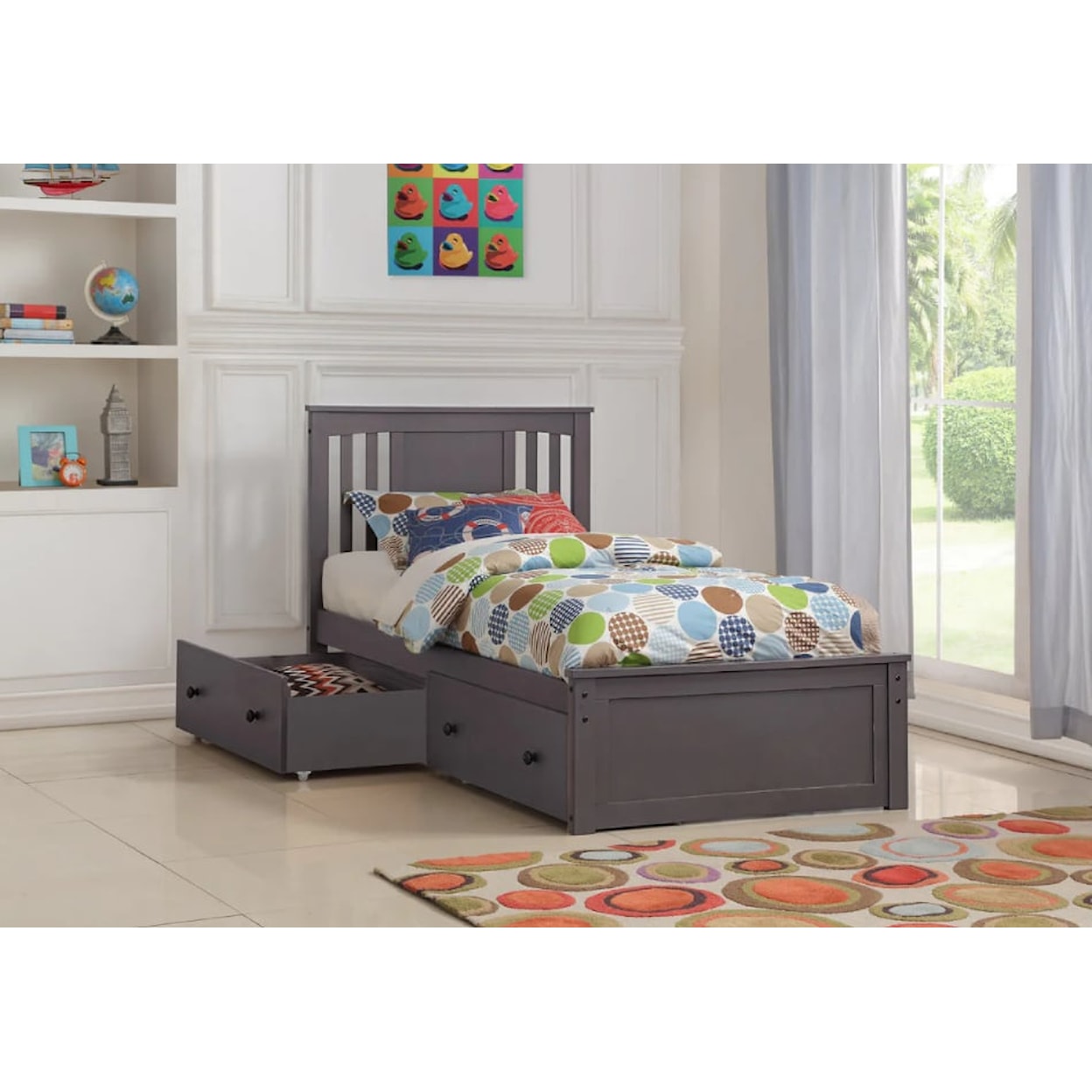 Donco Trading Co Platform Beds PRINCETON GREY TWIN BED WITH | STORAGE