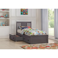 PRINCETON GREY FULL BED WITH | STORAGE