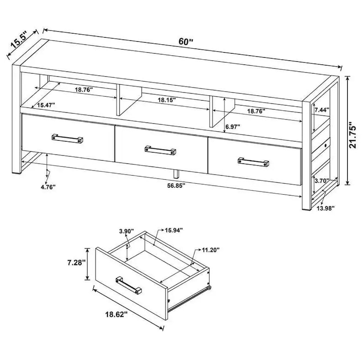 Coaster TV Stand JAKE NATURAL 60" TV STAND |