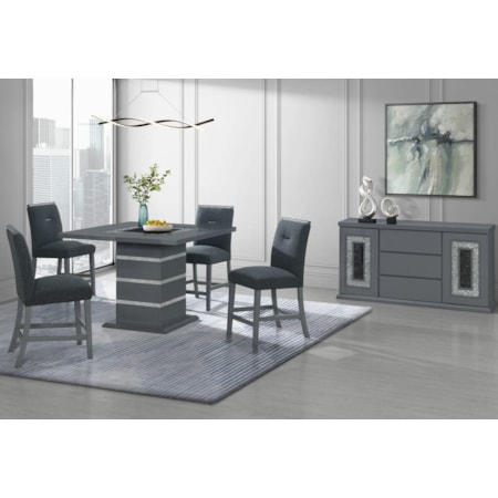 MOROCCO DARK GREY SQUARE 5 PIECE | PUB SET