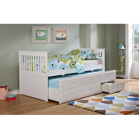 BENJAMIN WHITE TWIN CAPTAINS BED | WITH STORAGE