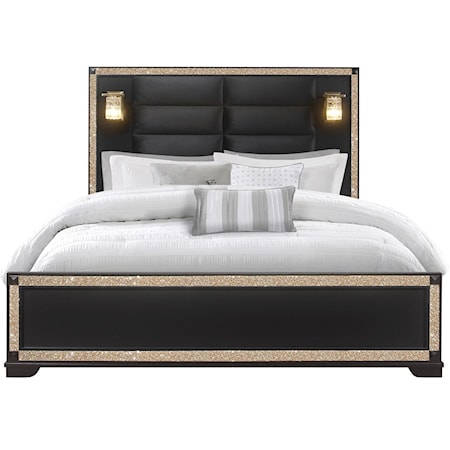 RIVERA BLACK AND GOLD QUEEN BED |
