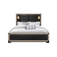RIVERA BLACK AND GOLD QUEEN BED |