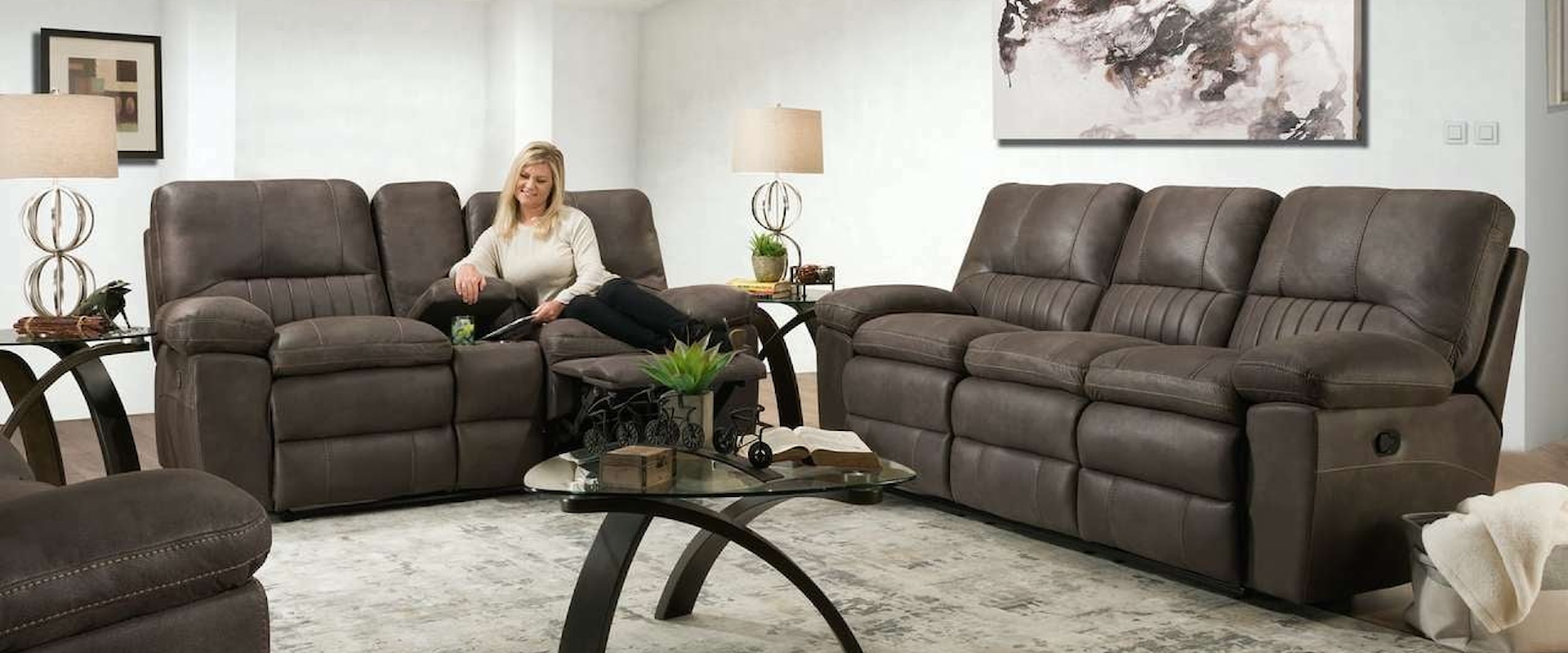 COMANCHE STEEL DOUBLE RECLINING, | SOFA & LOVESEAT