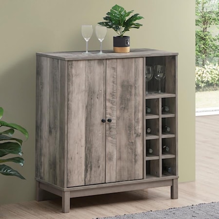 RUSTIC GREY WINE CABINET |