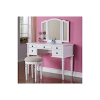 WHITE TRADITIONAL VANITY W/ STOOL |