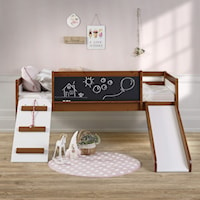 ESPRESSO TWIN LOFT BED WITH SLIDE |