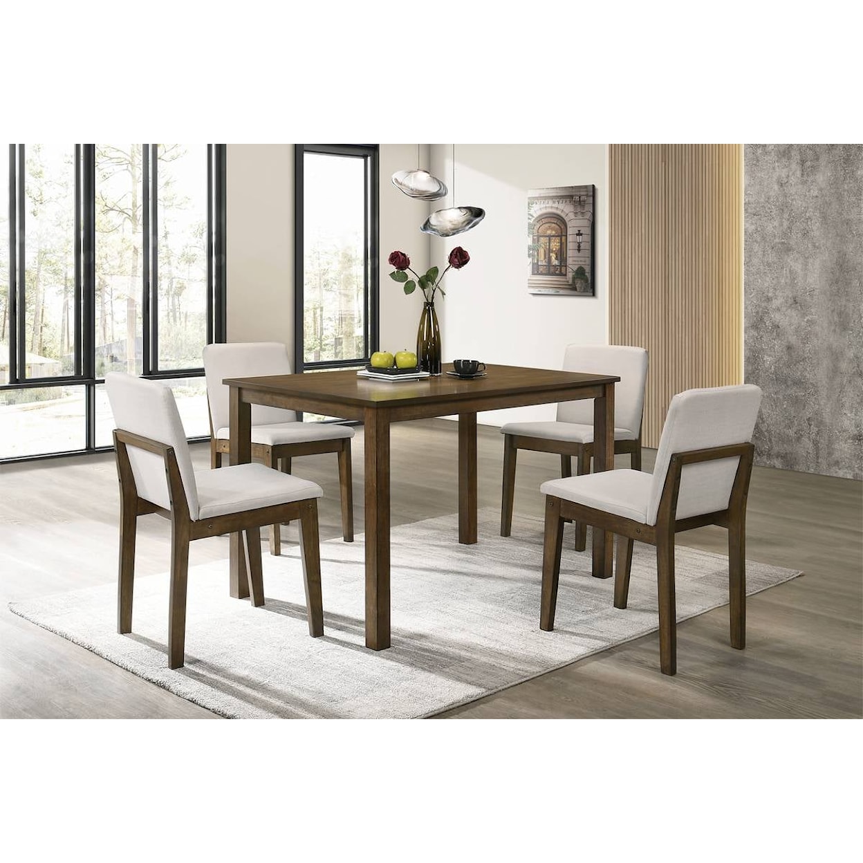 Poundex Kylie KYLIE BROWN 5 PIECE DINING SET |