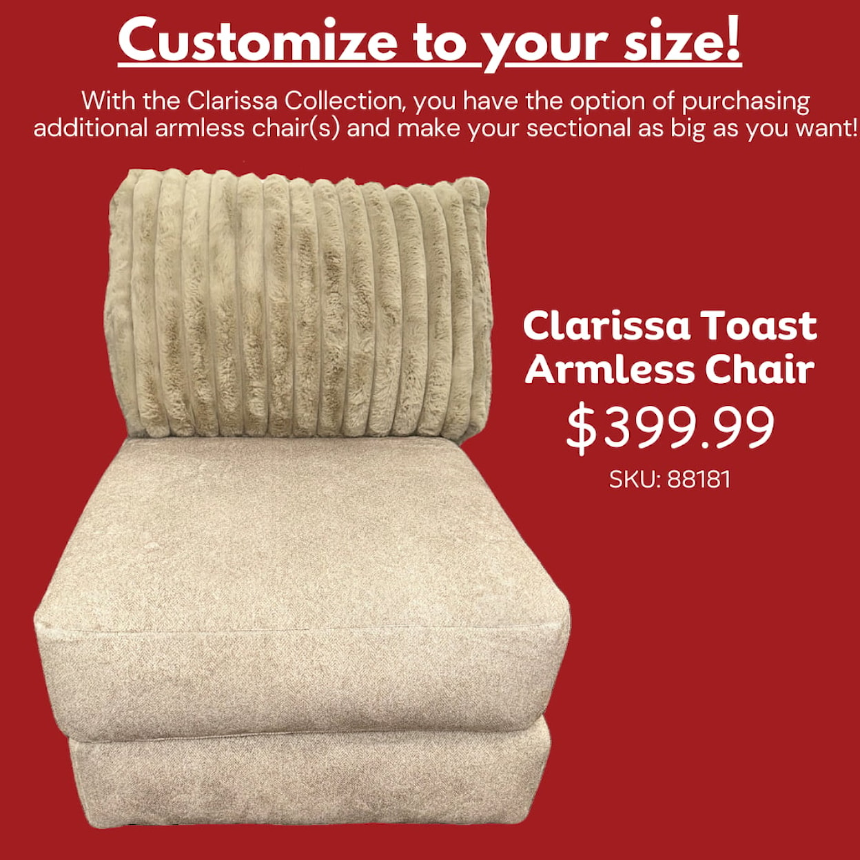 Albany Clarissa CLARISSA TOAST 3 PIECE SECTIONAL. | WITH RAF