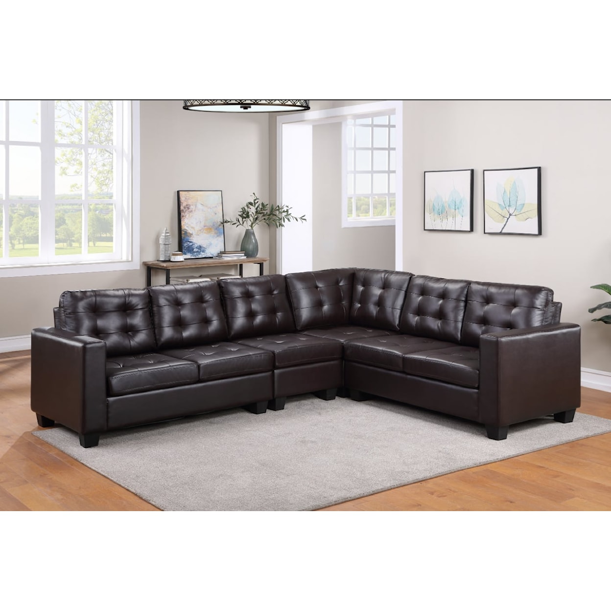 Furniture World Distributors Poly POLY BROWN SECTIONAL |