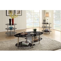 BLACK & GLASS 3 PC OCCASIONAL SET |