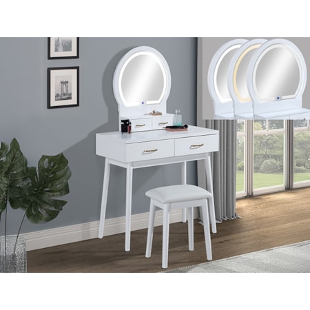 SEAL WHITE LED VANITY WITH STOOL |