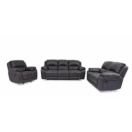 NANCE CHARCOAL RECLINING SOFA & | LOVESEAT