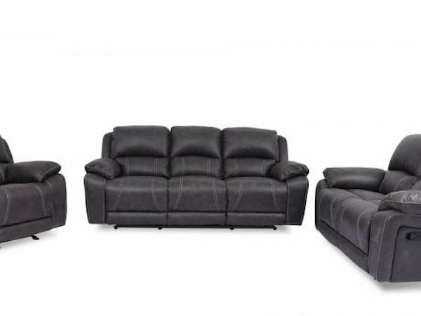 NANCE CHARCOAL RECLINING SOFA & | LOVESEAT