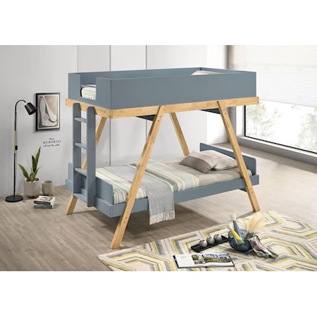 VAN SLATE BLUE AND NATURAL TWIN /. | TWIN BUNKBED