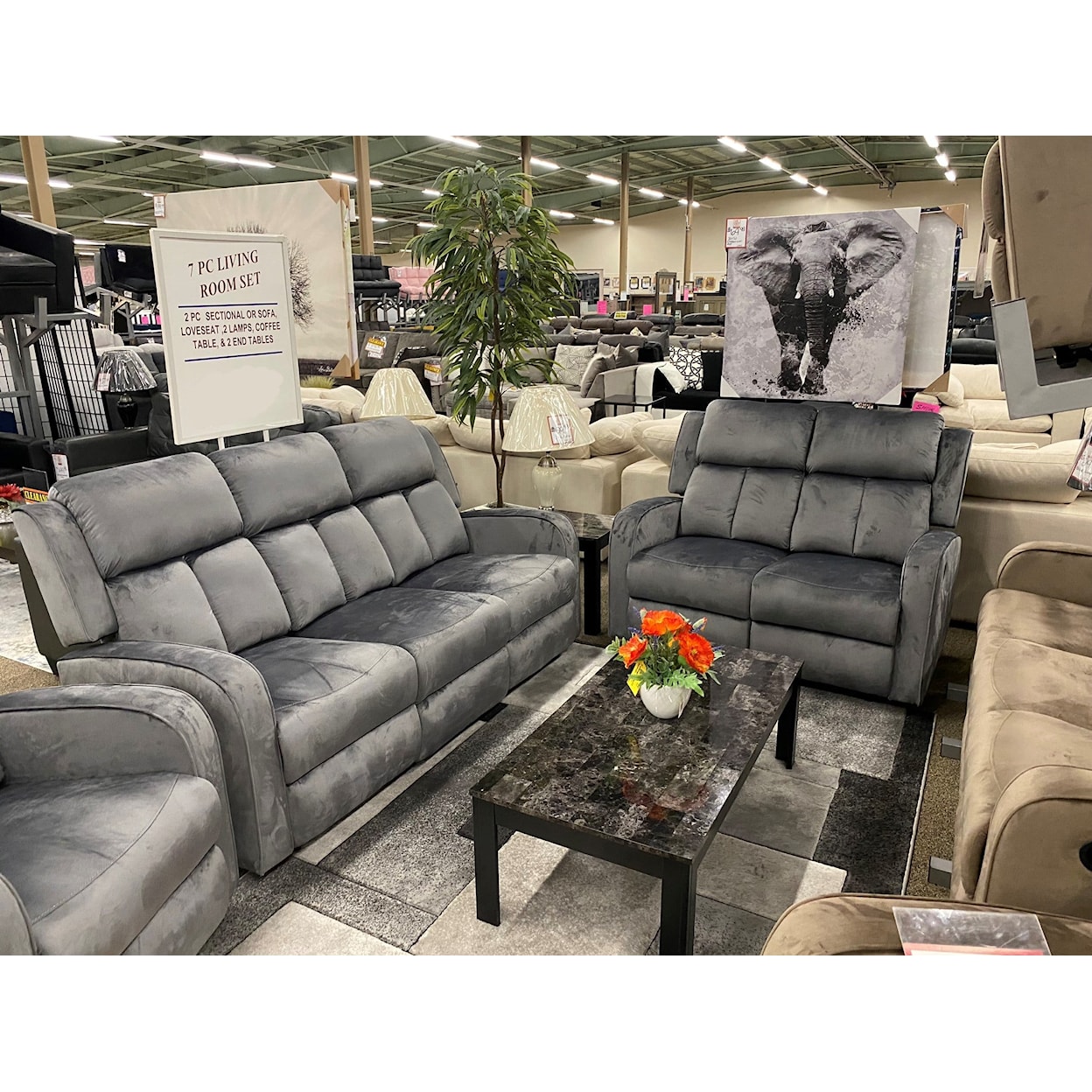 AC Pacific Pacifico PACIFICO GREY RECLINING SOFA & | LOVESEAT