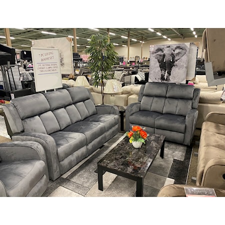 PACIFICO GREY RECLINING SOFA & | LOVESEAT