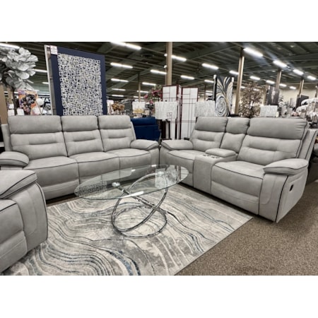BENSON ASH GREY RECLINING SOFA AND LOVESEAT