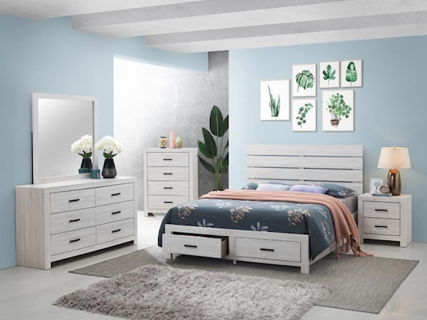 RIVER WHITE STORAGE QUEEN 4 PC | BEDROOM SET