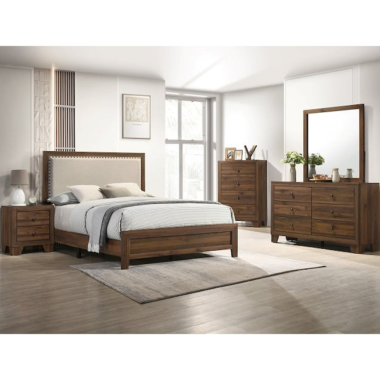 Crown Mark Millie MILLIE BROWN UPHOLSTERED QUEEN BED |