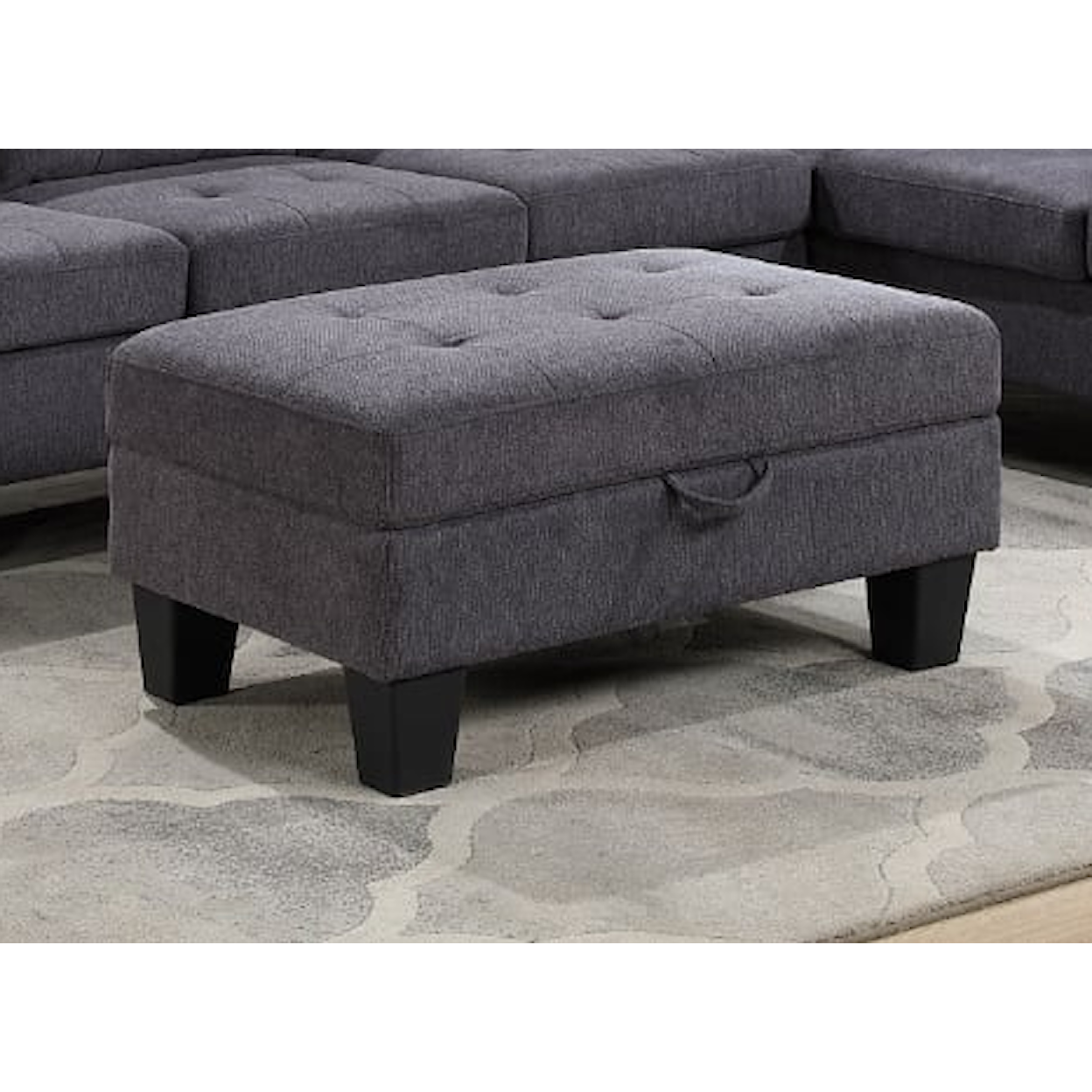 Lilola Home Jaycee JAYCEE DARK GREY STORAGE OTTOMAN |