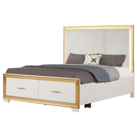 OASIS GOLD & WHITE QUEEN BED |