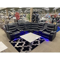 RAYMOND BLACK RECLINING SECTIONAL | WITH SPEAKERS