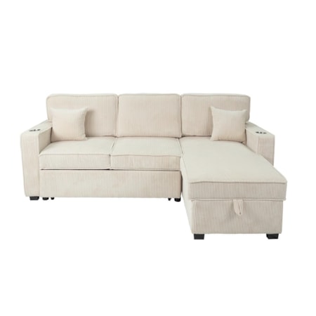 GLORIA BEIGE STORAGE SLEEPER | SOFA CHAISE W