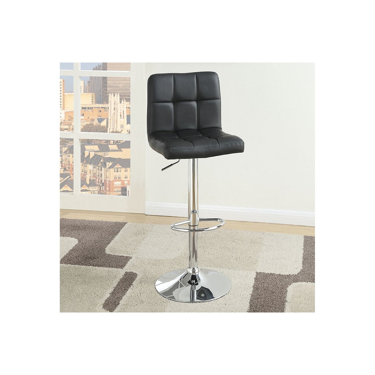 Poundex Barstools BLACK  ADJUSTABLE BARSTOOL |