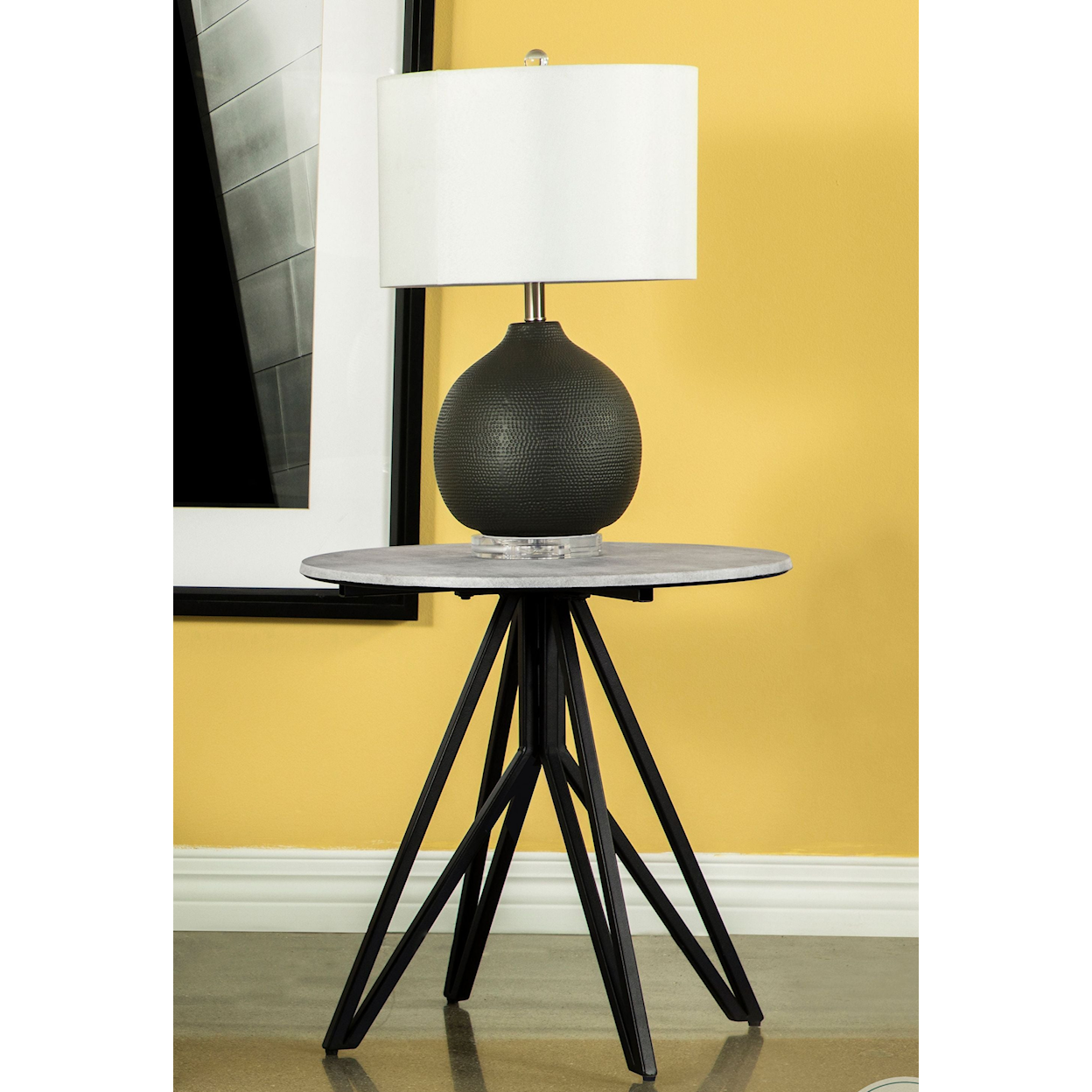 Coaster Cement and Gunmetal CEMENT AND GUNMETAL ROUND END | TABLE