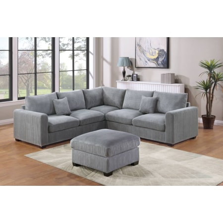 GLENDA GREY SECTIONAL WITH FREE | OTTOMAN