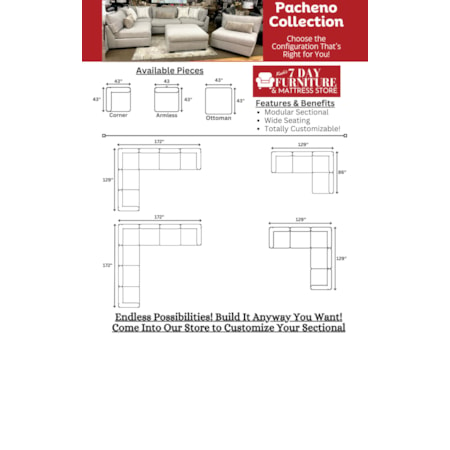 PACHENO GREY 4 PIECE MODULAR | SECTIONAL